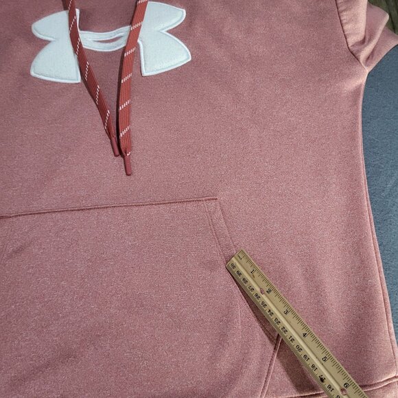 Under Armour Womens Med Fleece Chenille logo Hoodie Fractal Pink Light Heather - Picture 5 of 9